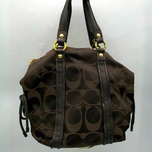 Coach Poppy Monogram Jacaranda, Leather trim Satchel’s handles,& crossbody strap